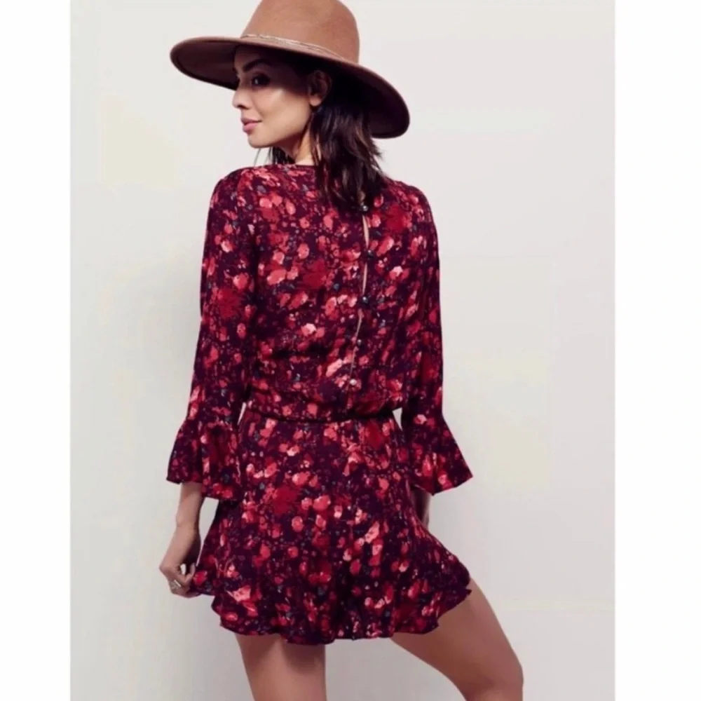 Free People Burgundy Fall Autumn Romper Sm Fall Dress/Romper